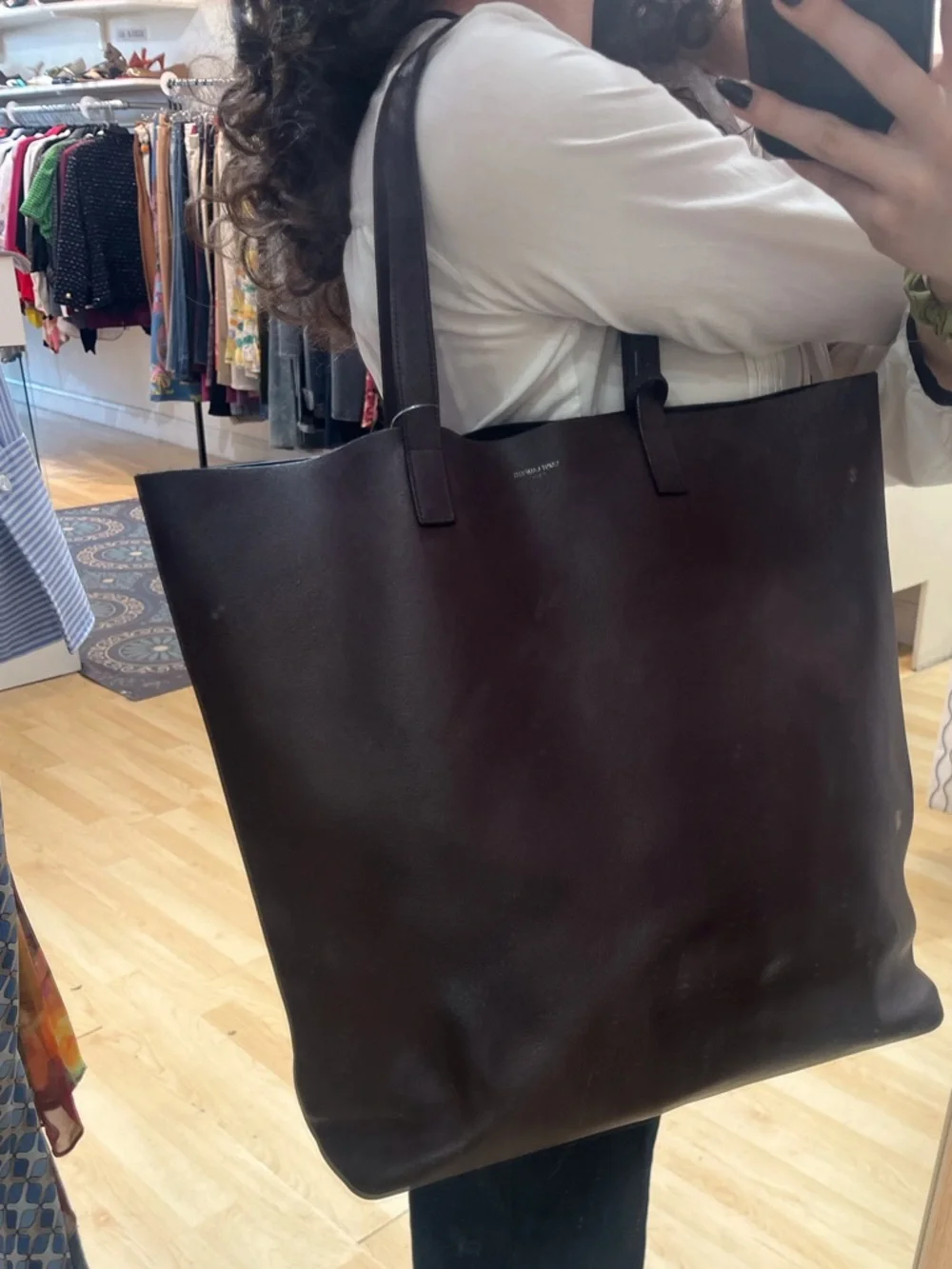 Saint Laurent Large Brownish/Redish Leather Tote - Picture 8 of 9
